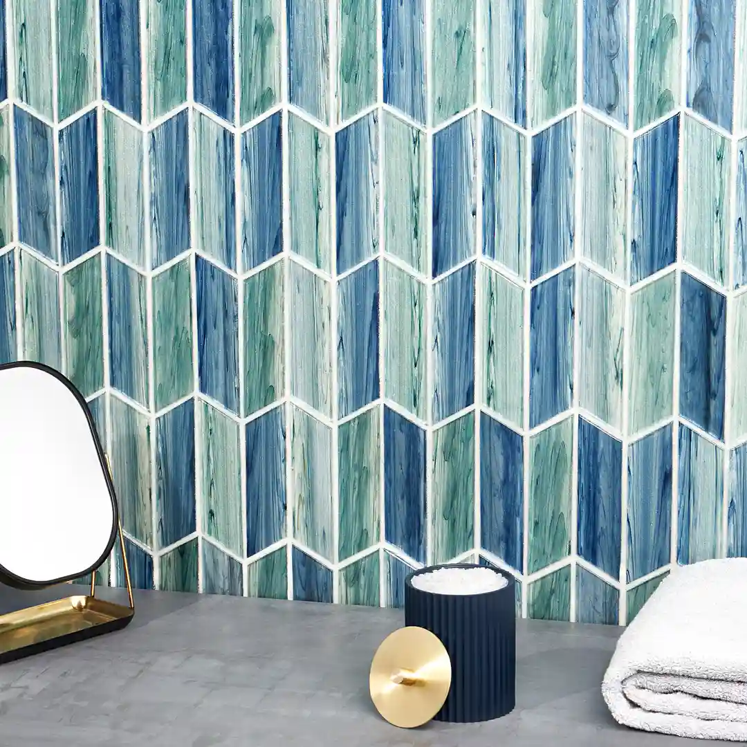 blue tile in shower
